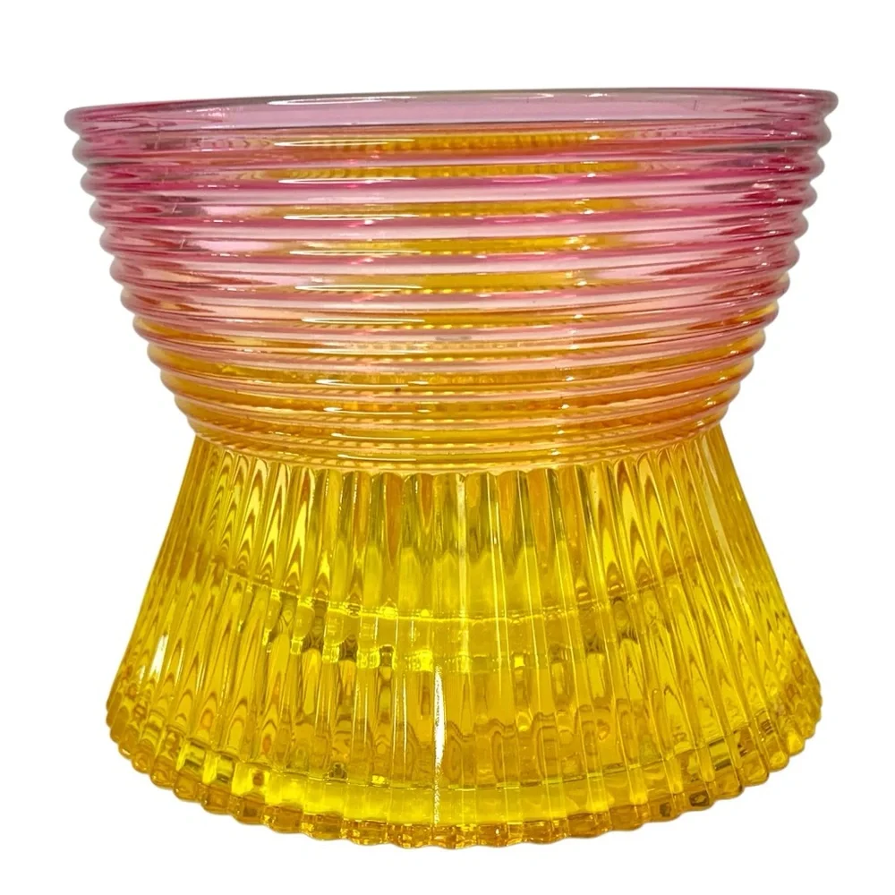 WHITE BARN Faceted Glass 3 Wick Candle Pedestal Holder